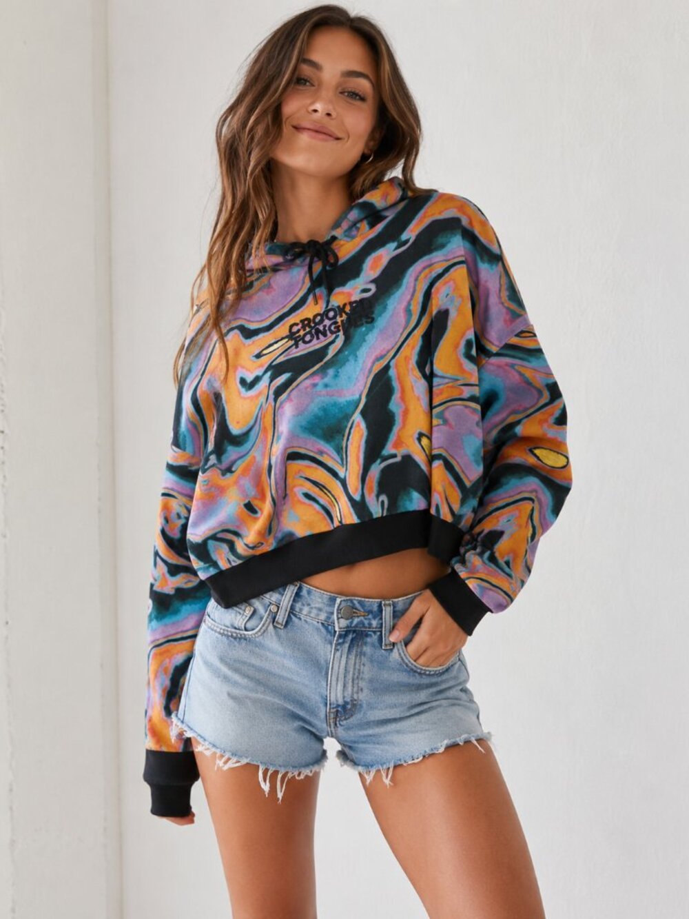 Crooked Tongues SZ XL Hoodie In Bright Marble ASOS Oversized Unisex
